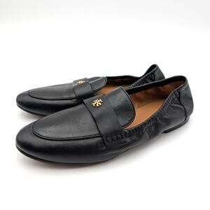 Tory Burch Ballet Slip On Loafer Shoes Women's Perfect Black Size US7.5M EU38